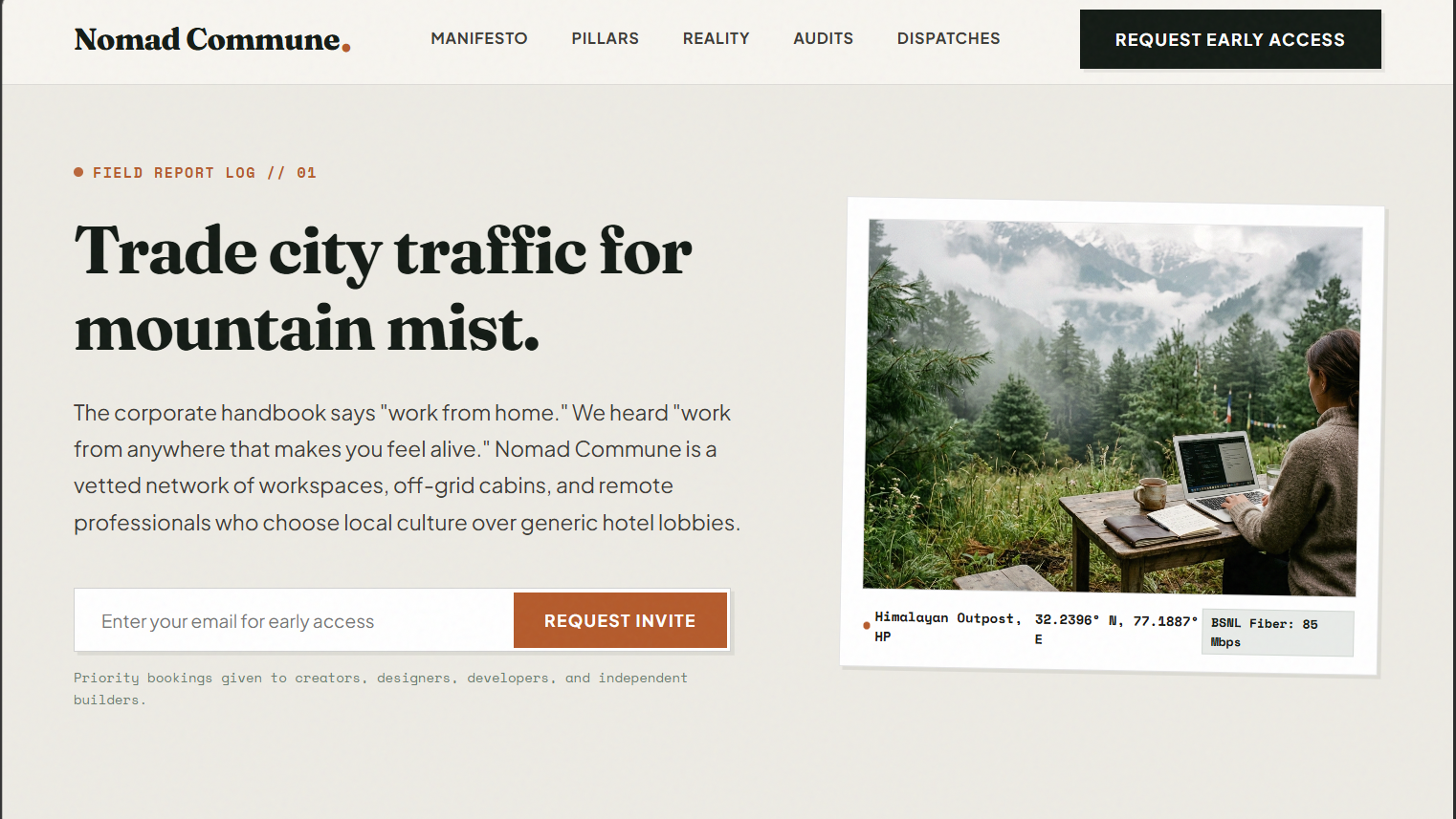 Nomad Commune Website Preview